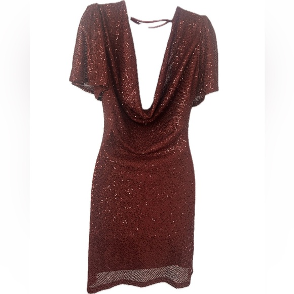 ASTR the Label Sequin Flutter Sleeve Mini Dress Women Size M Red NEW - Picture 4 of 8